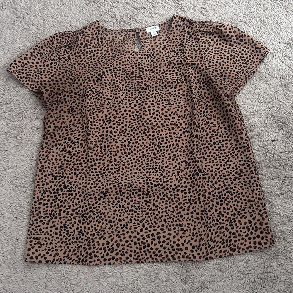 Jcrewfactory leopard Printed short-sleeve crepe top